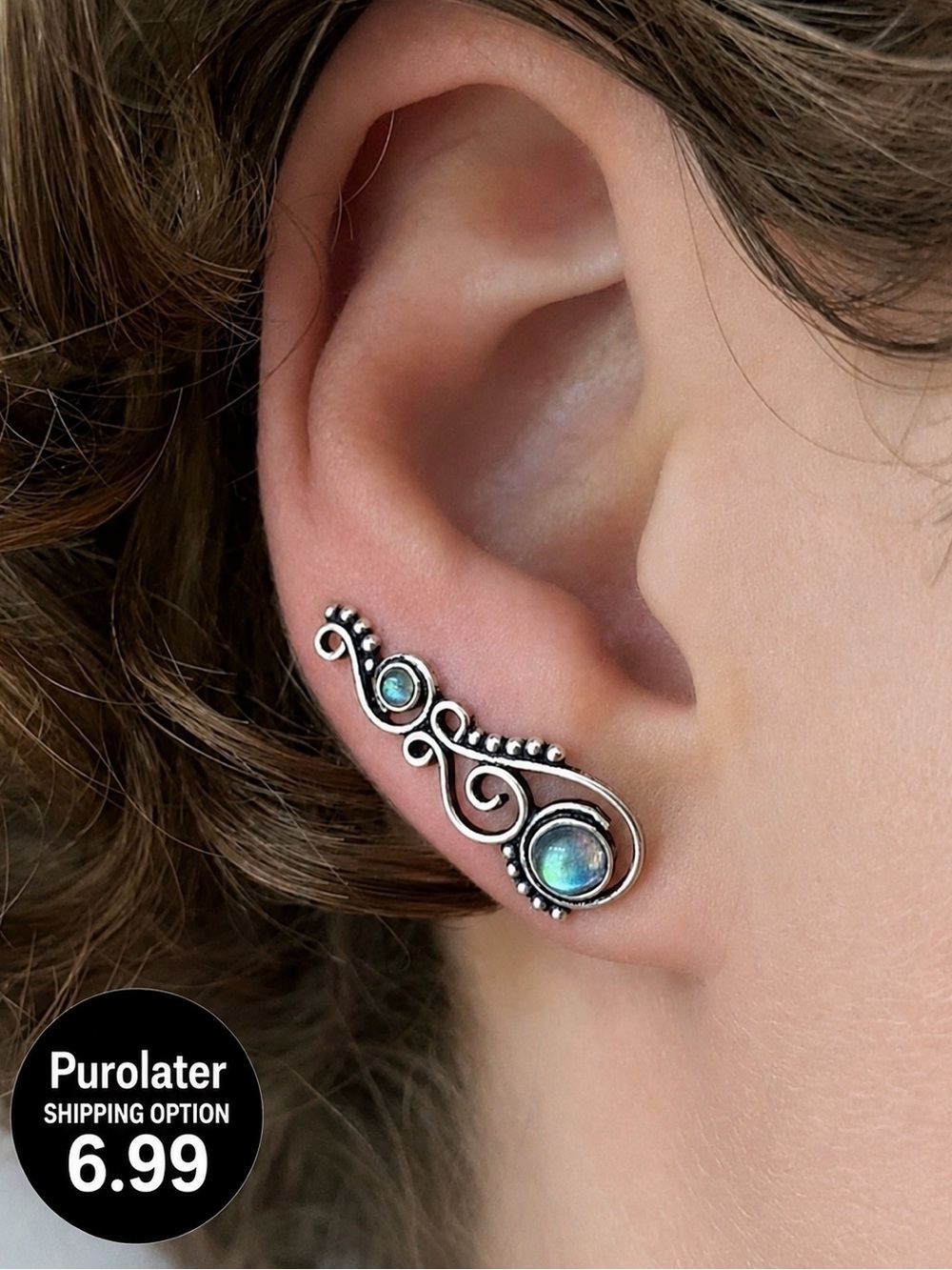 ❤️3 for $30 Item 925 Silver Filigree Ear Climber Women Jewelry Earrings NWT